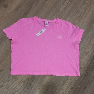 PINK Victoria's Secret Bright Pink Crop Tee Size XL Nwt